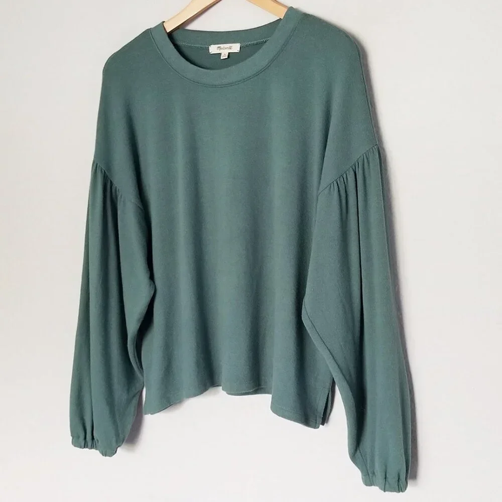 Madewell Dreamiest Knit Long-Sleeve Tee Size M Simply Sage Green Balloon Slv $68 - Picture 2 of 15